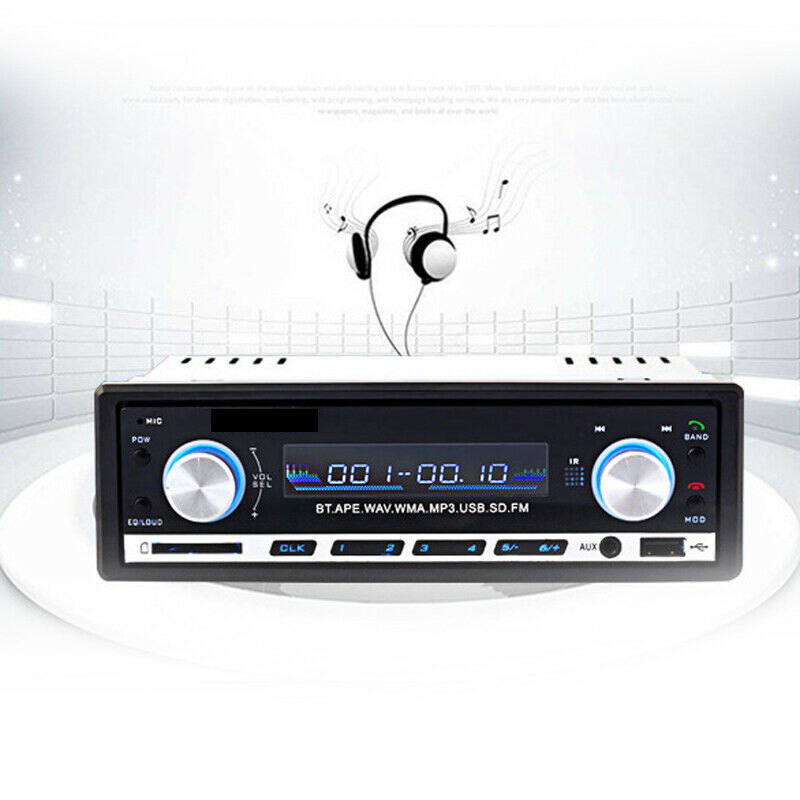 12V 1Din Car Stereo Radio Bluetooth FM Audio Music Player MP3/USB/SD/AUX In-Dash
