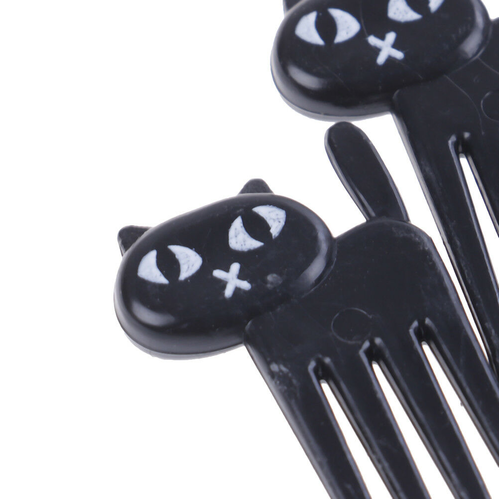 6Pcs black cat fruit fork cute toothpick gadgets kitten dessert decoratio.l8