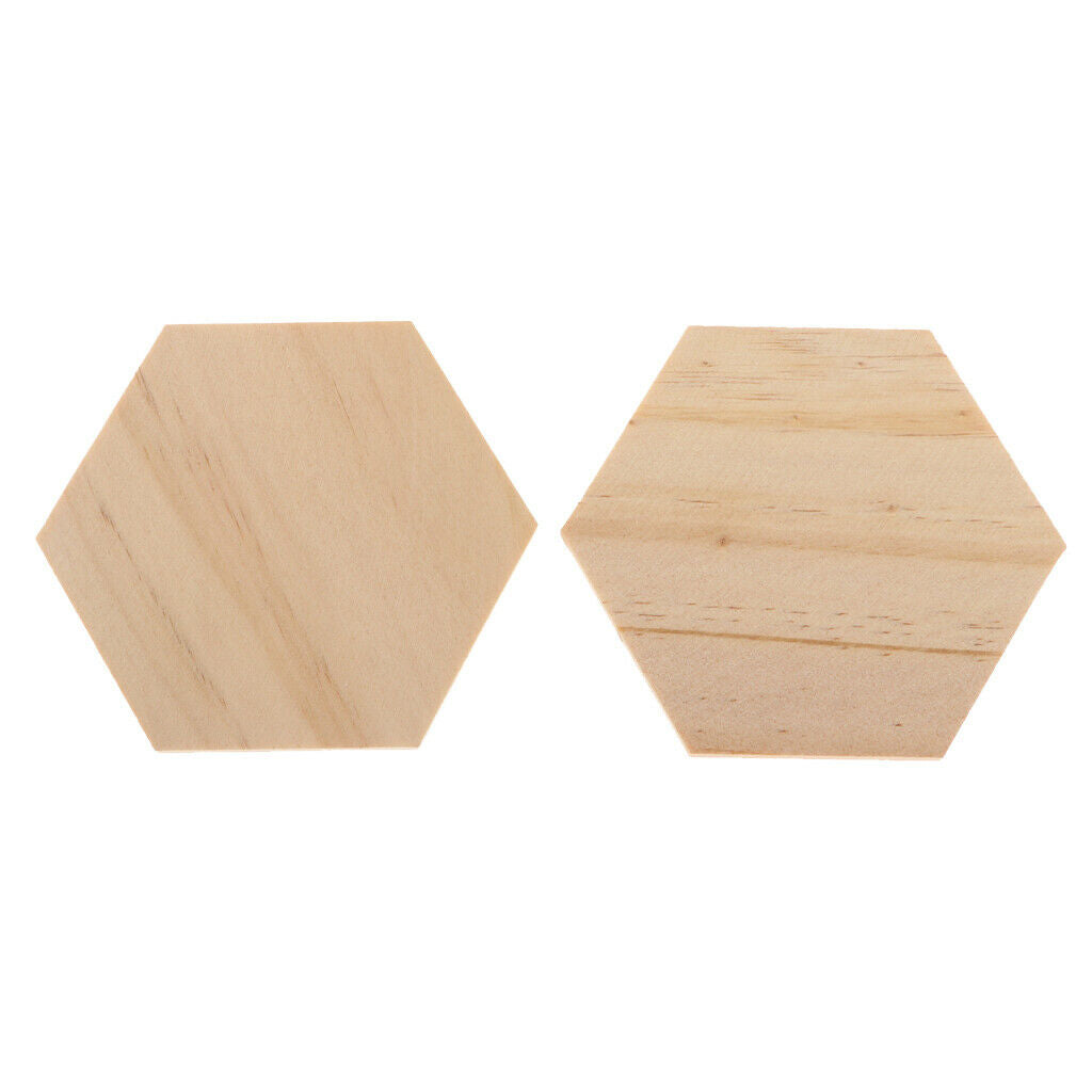 10pcs Unpainted  Cut Wood Hexagon Shape Bunting Garland Tag 90x78mm