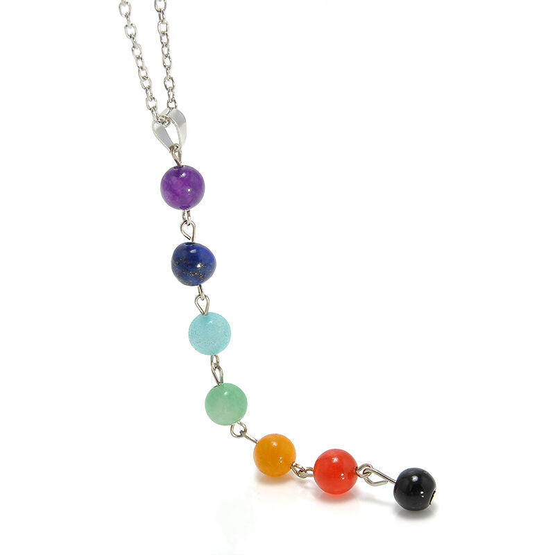Reiki Healing Spiritual Beads Chakra Pendant Yoga Long Tassel Chain Necklace