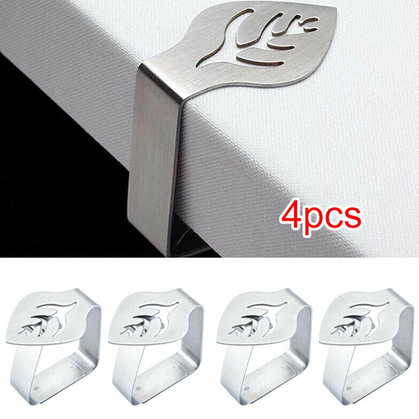4x Leaf Shaped Table Cloth Clips Stainless Steel Table Cover Pegs Clamp Holder