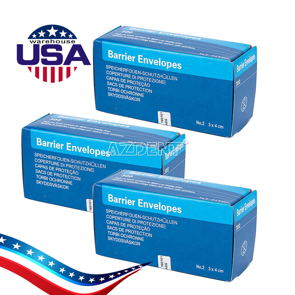 5 Boxes Dental Barrier Envelopes SIZE #2 for Digital X-Ray ScanX Phosphor Plates