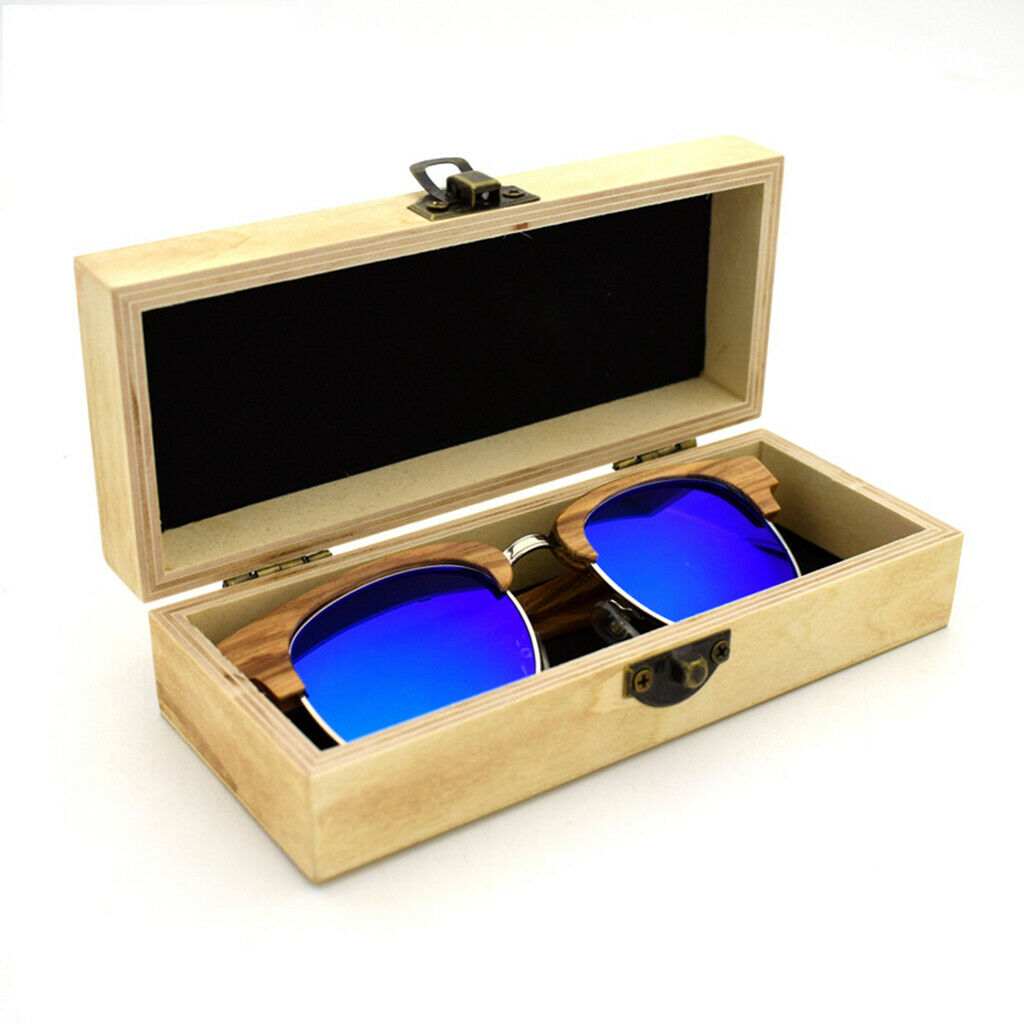 2Pcs Portable Retro Natural Wooden Sunglasses Eyeglass Box Pretector Holder