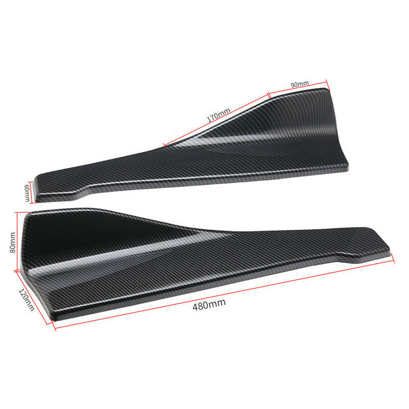 2X Car ABS Bumper Spoiler Rear Lip /Side Skirt Extension Splitters Winglet Wings