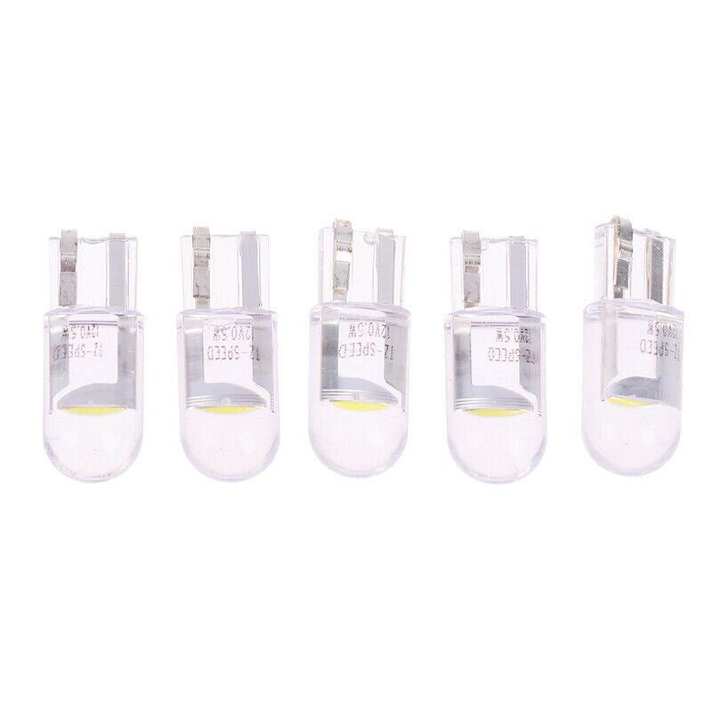 10PCS W5W T10 Glass Housing COB LED Car Bulb White License Plate Lamp Dome LigSJ