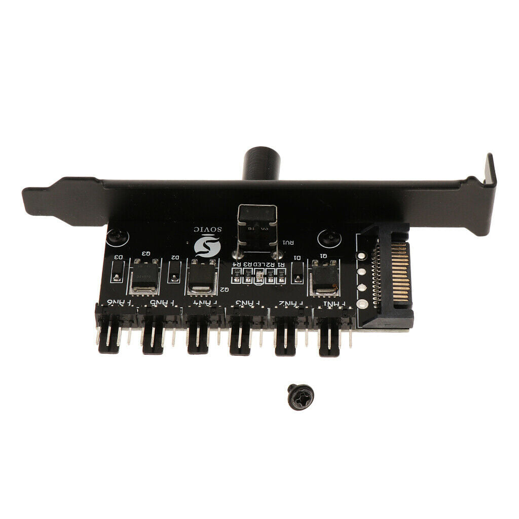 SATA Power PC Case CPU Cooler 3pin/4pin Cooling Fan Speed Controller Hub - Black