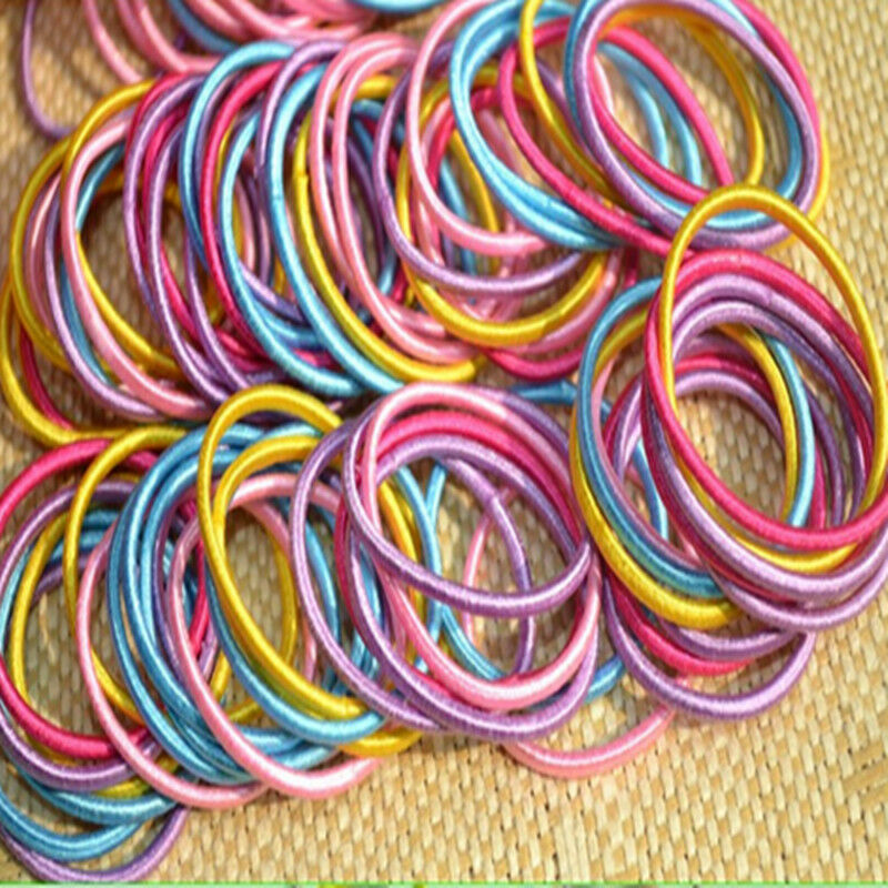 100PCS Rubber Ties Girl Ponytail Holder Hair Rope Baby Kids Elastic Hair Bands