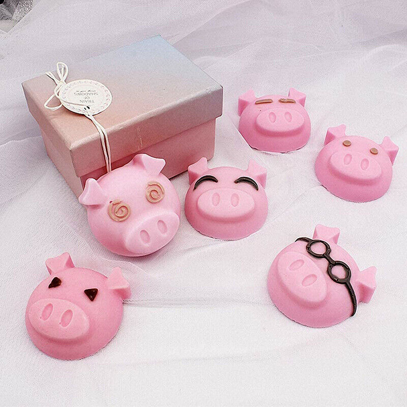 6 Holes Littles Pig Shape Cake Mould Pink Silicone Candy Mold DIY Baking TooBDA