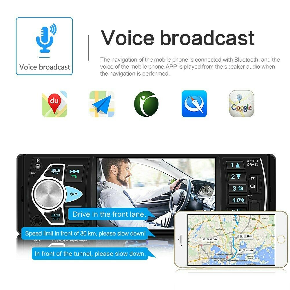 4.1 Inches Car Radio Stereo 1DIN Bluetooth FMB AUX Audio MP5 Player + Camera