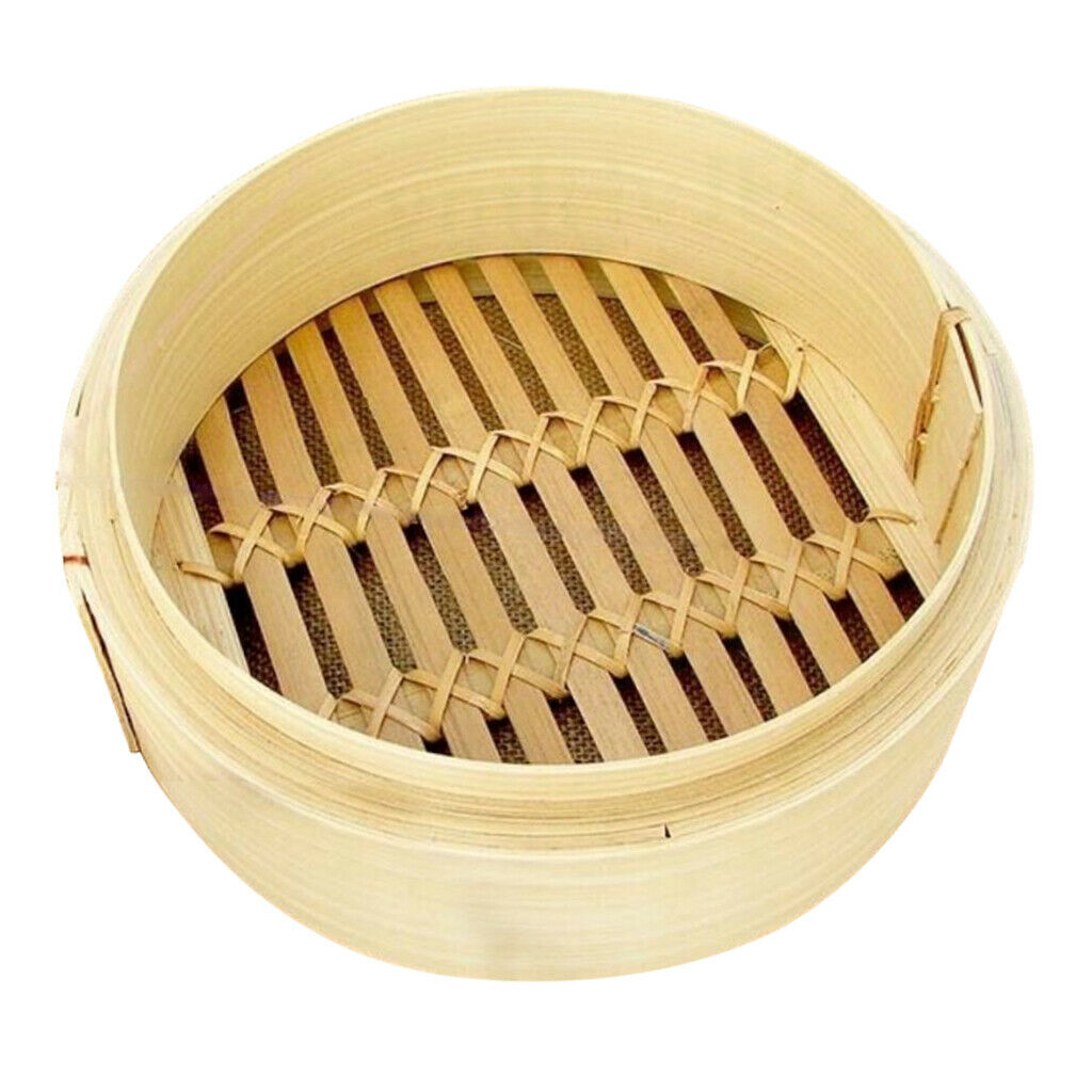 2PCS Natural Bamboo Steamer Basket Classic   Sum Seafood Steamer 7.9inch