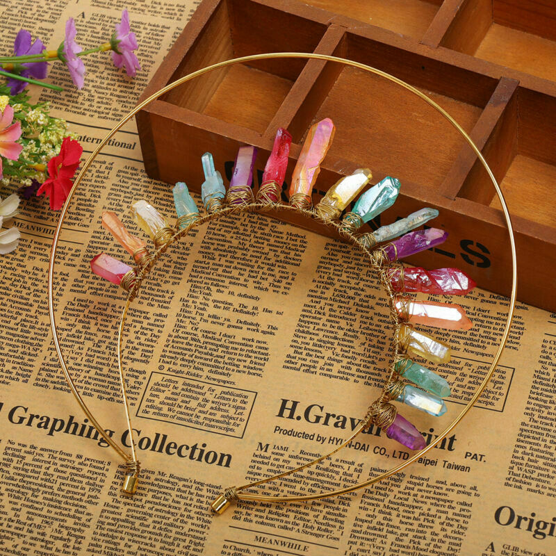 Women Headband Celtic Headpiece Natural Stone Artificial Crystal Double layer
