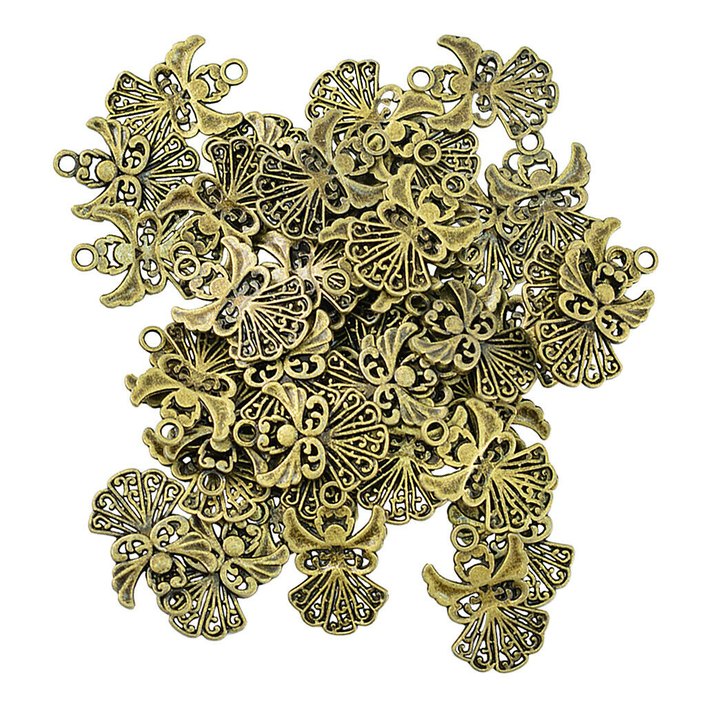50 Bronze Angel Dangle Pendants Beads Charms for Necklace Bracelet Marking