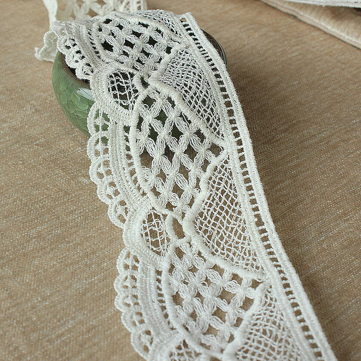 2 Yards Water Soluble Polyester Cotton Lace Edge Trim White Ribbon Sewing Crafts
