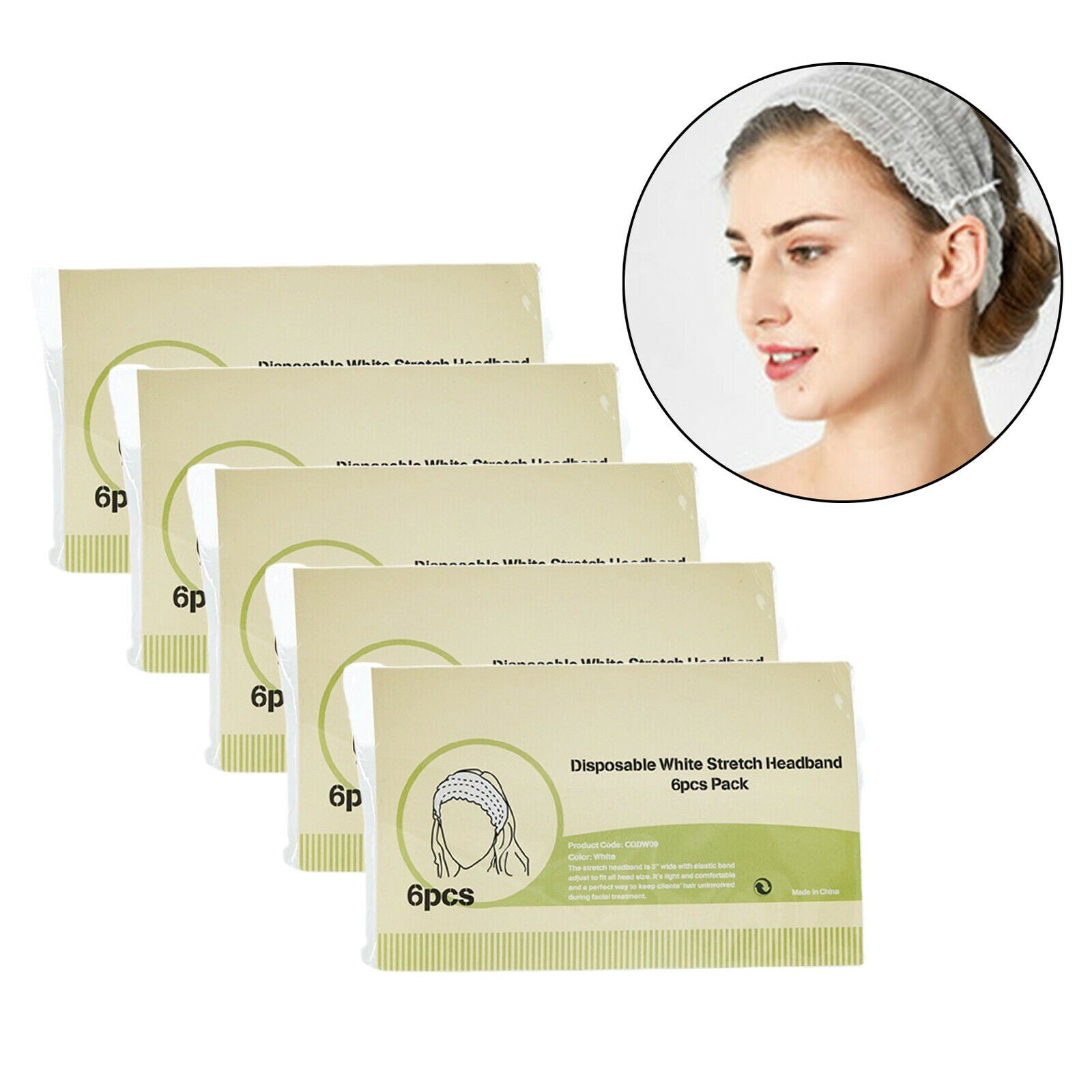 30Pcs 30 Pcs Disposable Spa Facial Headbands Elastic Soft for Women White