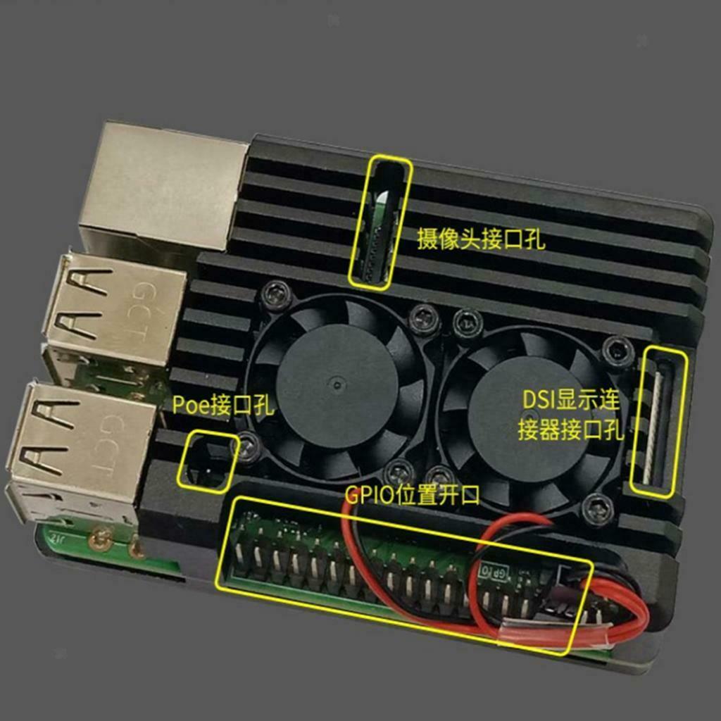 Black Heat-Sinks Case For Raspberry Pi3 2B 3B Box Alloy w/ Double Fans