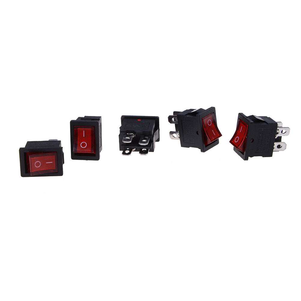 5pcs LED SPST 4PIN ON/OFF Boat Rocker Switch 6A/250V 10A/125V Car Dash Re.l8