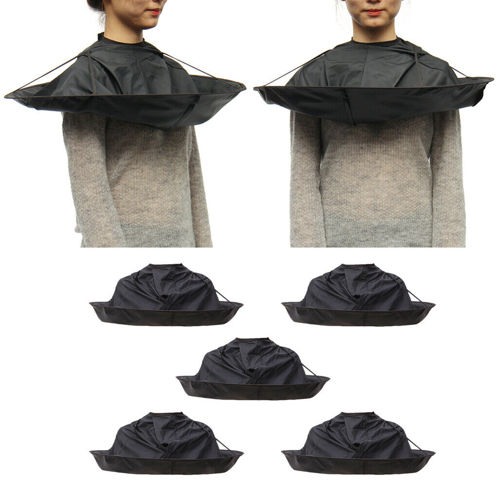 5pcs Black Hair Cutting Cape Salon Barber Hairdressing Cloak Beard Shaving