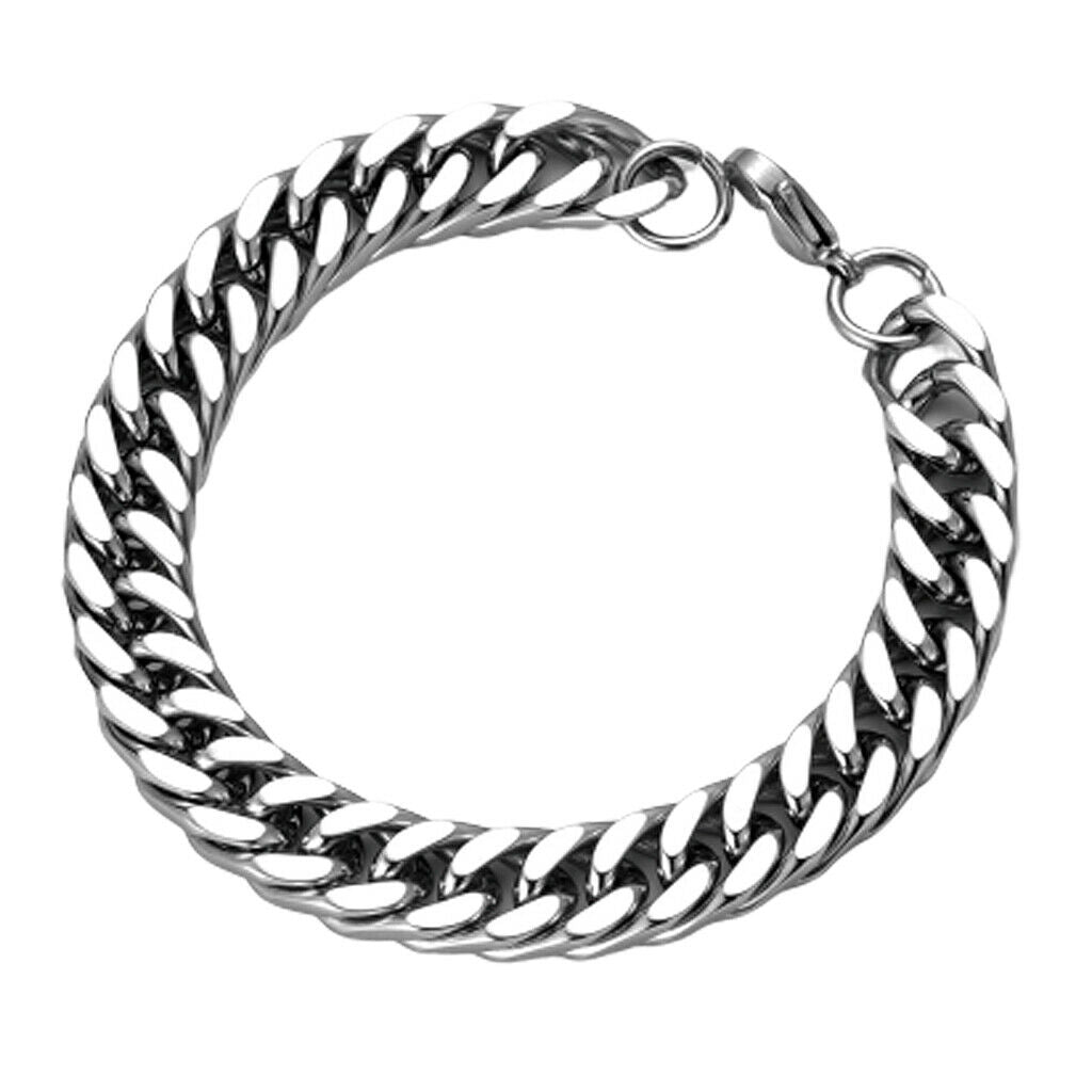 4pcs Casual Men Cuban Link Chain Bracelet Bangle Jewelry Lobster Clasp