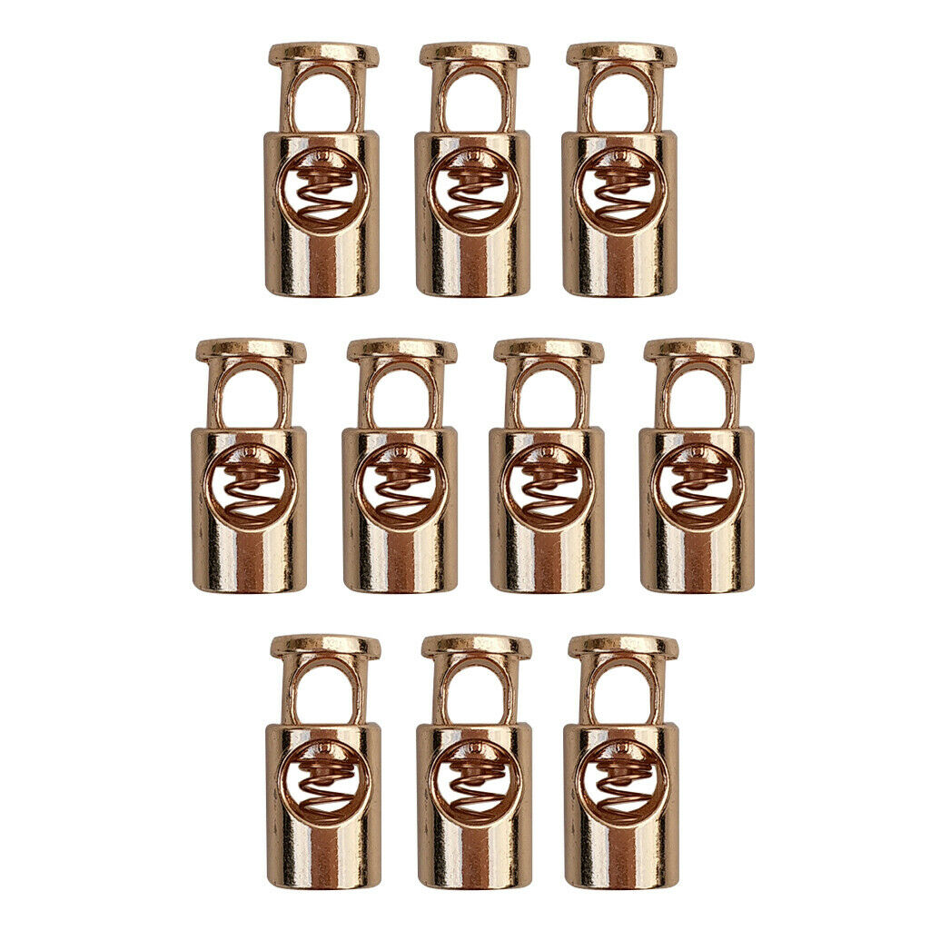10 Pieces Cylinder String Cord Lock End Metal Spring Stop Toggle Stoppers
