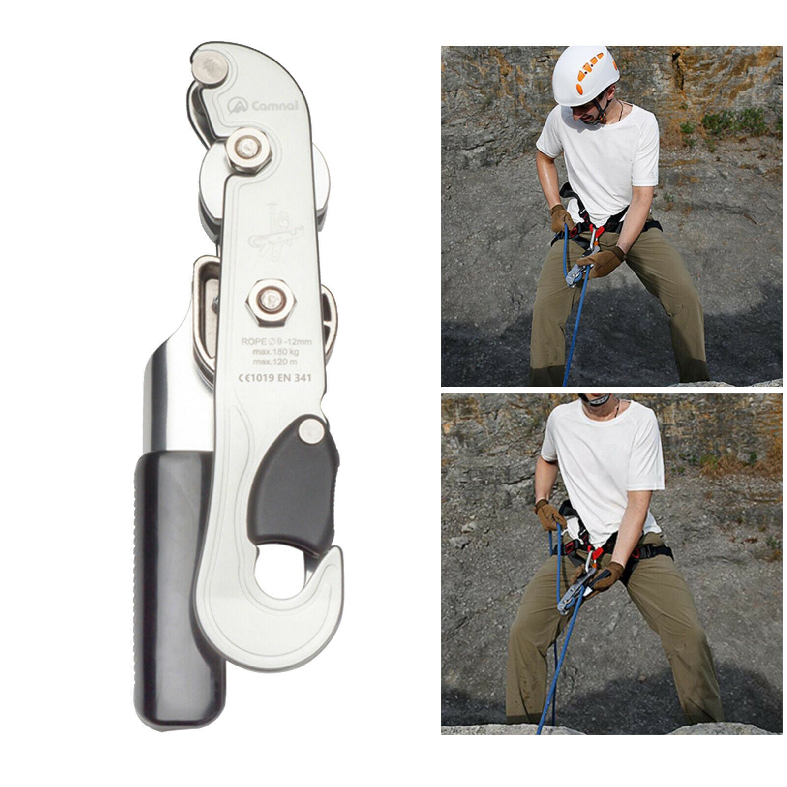 25KN Climbing Self Braking Descender Rappel Equipment for Ropes 9-12mm