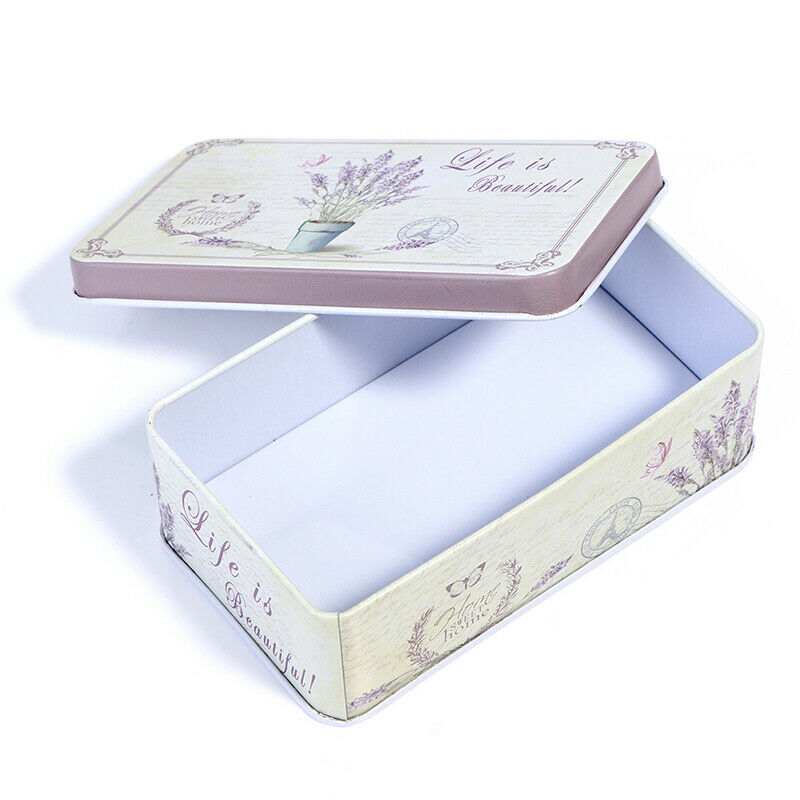 Tin Box Lavender Metal Chocolate Nougat Packing Christmas Candy Storage Boxt SJ