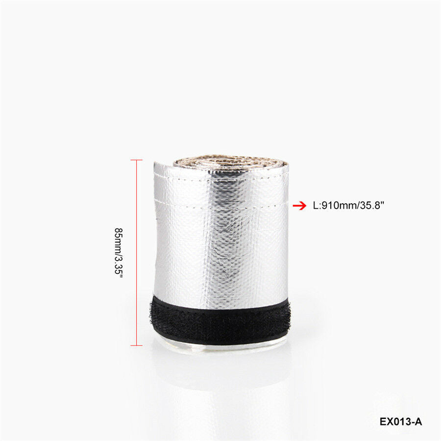 Metallic Heat Shield Thermal Sleeve Insulated Wire Cover 910mmx85mm Open Edges