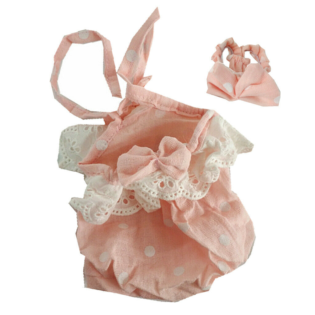 Handmade Lovely Polk Dot Printed Princess Newborn Headband Romper Dress