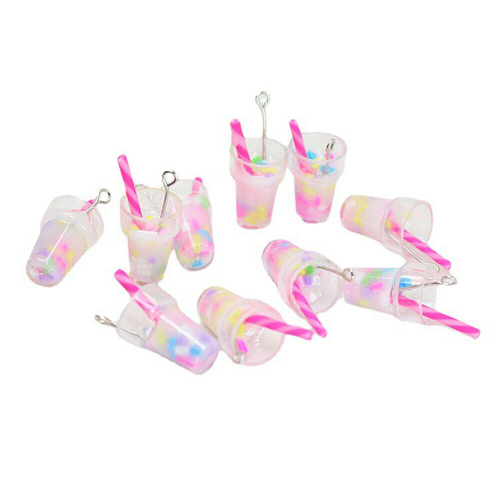 10Pcs Mini Milk Tea Charms DIY Epoxy Earrings Pendants Jewelry Craft Making Tool