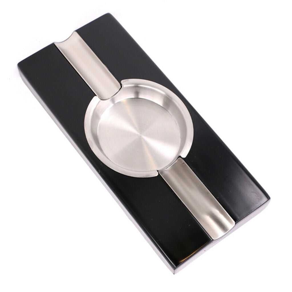 1x Cigar Ashtray Wood Base Sturdy Decor Cigar Holder 2 Rests High Quality