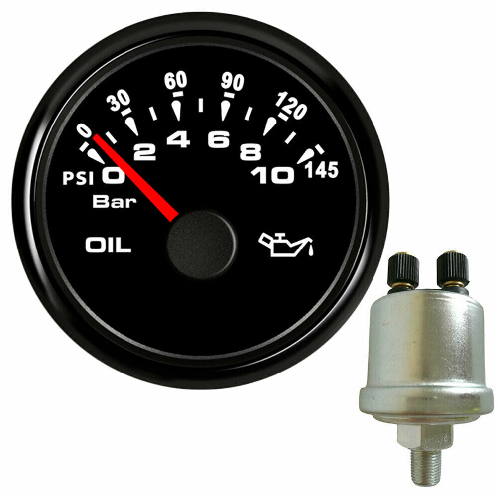 2-1/16â€³ oil pressure gauge with sender 10-184ohm for car marine ATV 7 color led
