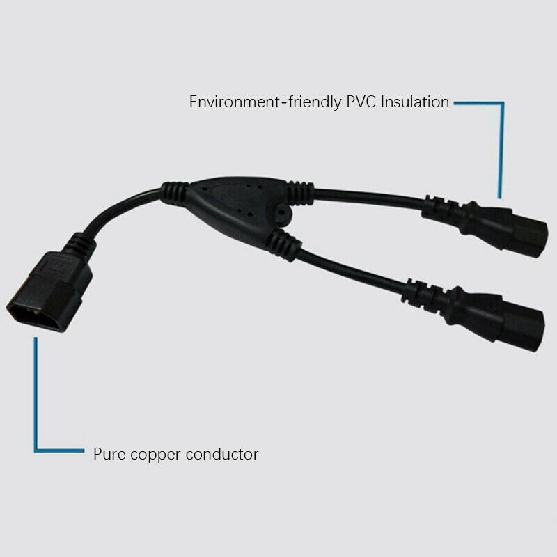 Power Extension Cord, C14 to 2XC15 1-In-2 Extension Cord with Grooves for CoK5R6