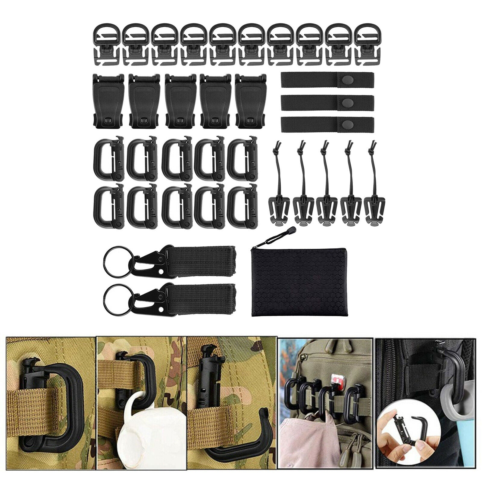 35Pieces Molle Attachments Molle Accessories Set Grimloc Locking Gear Clip