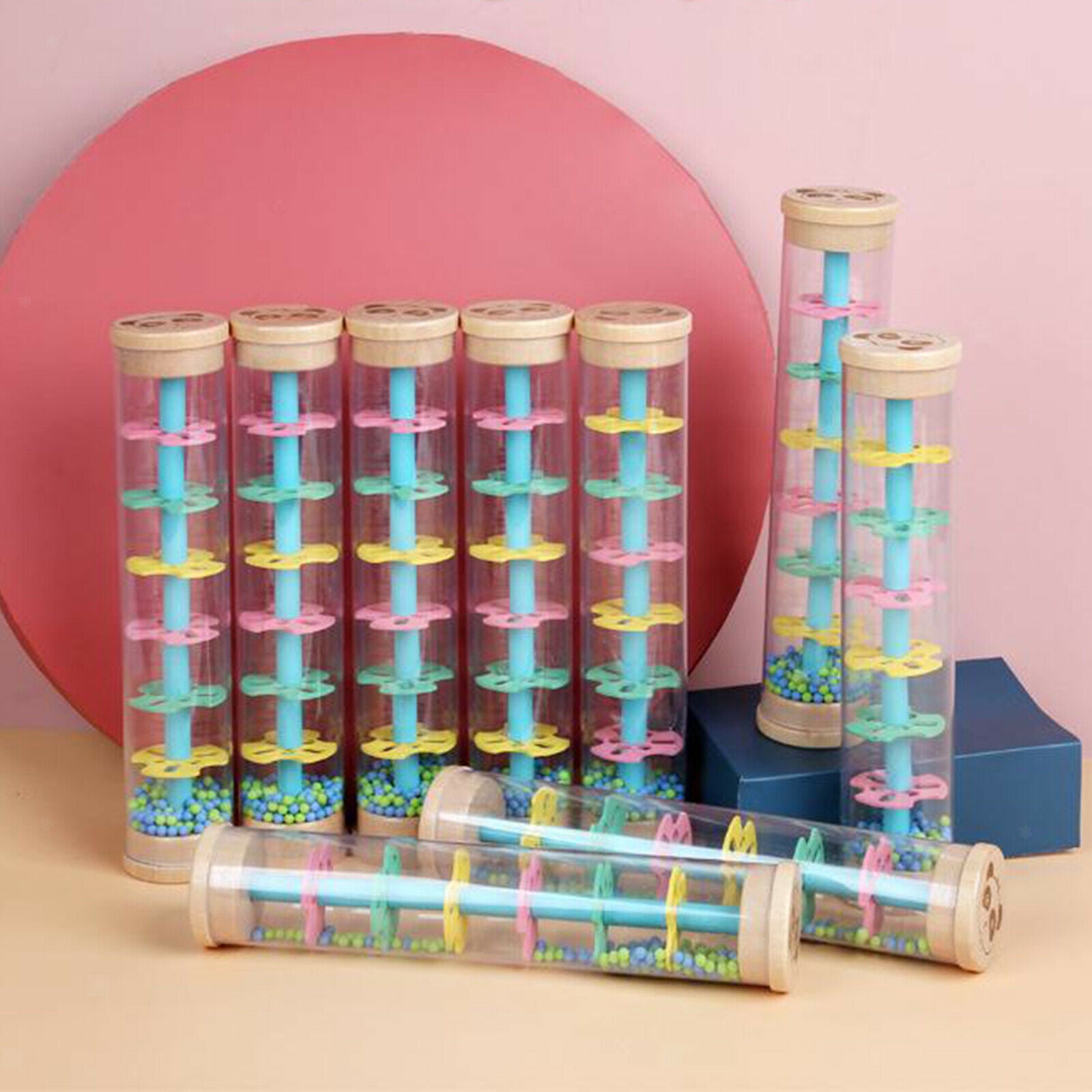 Rain Sound Tube Fun Puzzle Wooden Color Rain Sound Bar Colorful Raindrop Sound