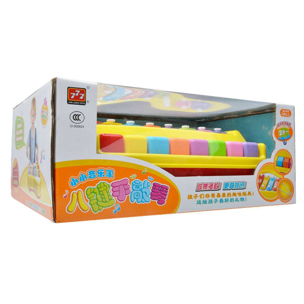 2 In 1 Piano Xylophone 8 Keys Mini Glockenspiel Instrument with Music Cards