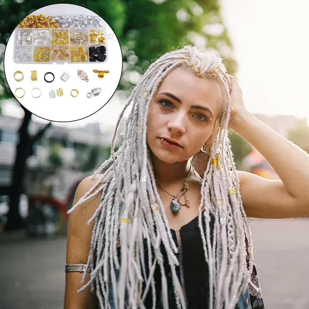 200 Pieces Metal Hair Jewelry Rings Decorations Pendants Hair Coil Dreadlocks