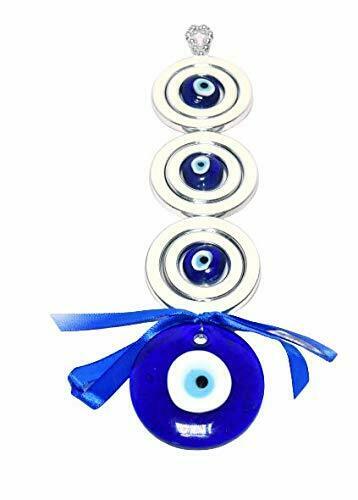 BLUE EVIL EYE FOR CAR AND DECOR/FOR NAZAR PATTU/LONG LASTING CHAIN/SIZE;25x6CM