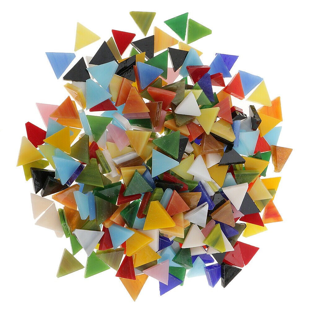 600x Multicolor Rhombus Triangle Glass Pieces Mosaic Tiles For Crafts 12mm