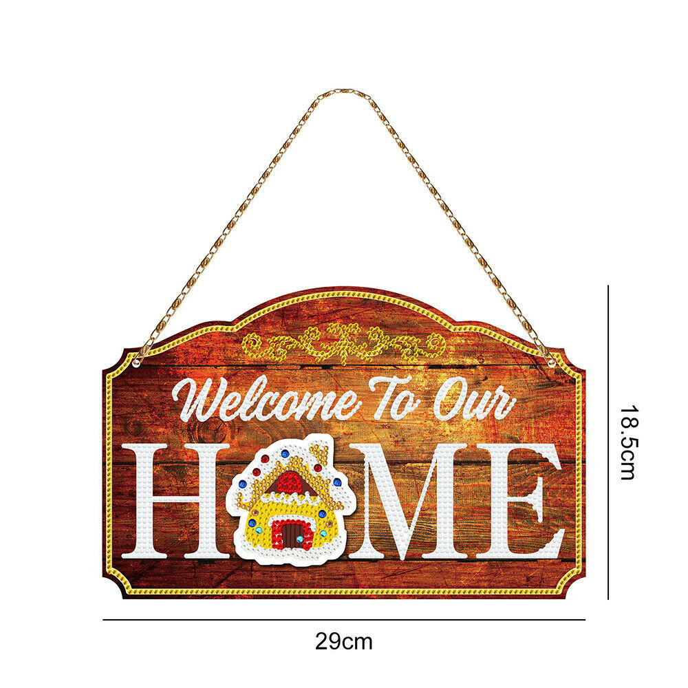 DIY Point Drill 5D PVC Diamond Painting Hanging Picture Door Window Welcome Sign