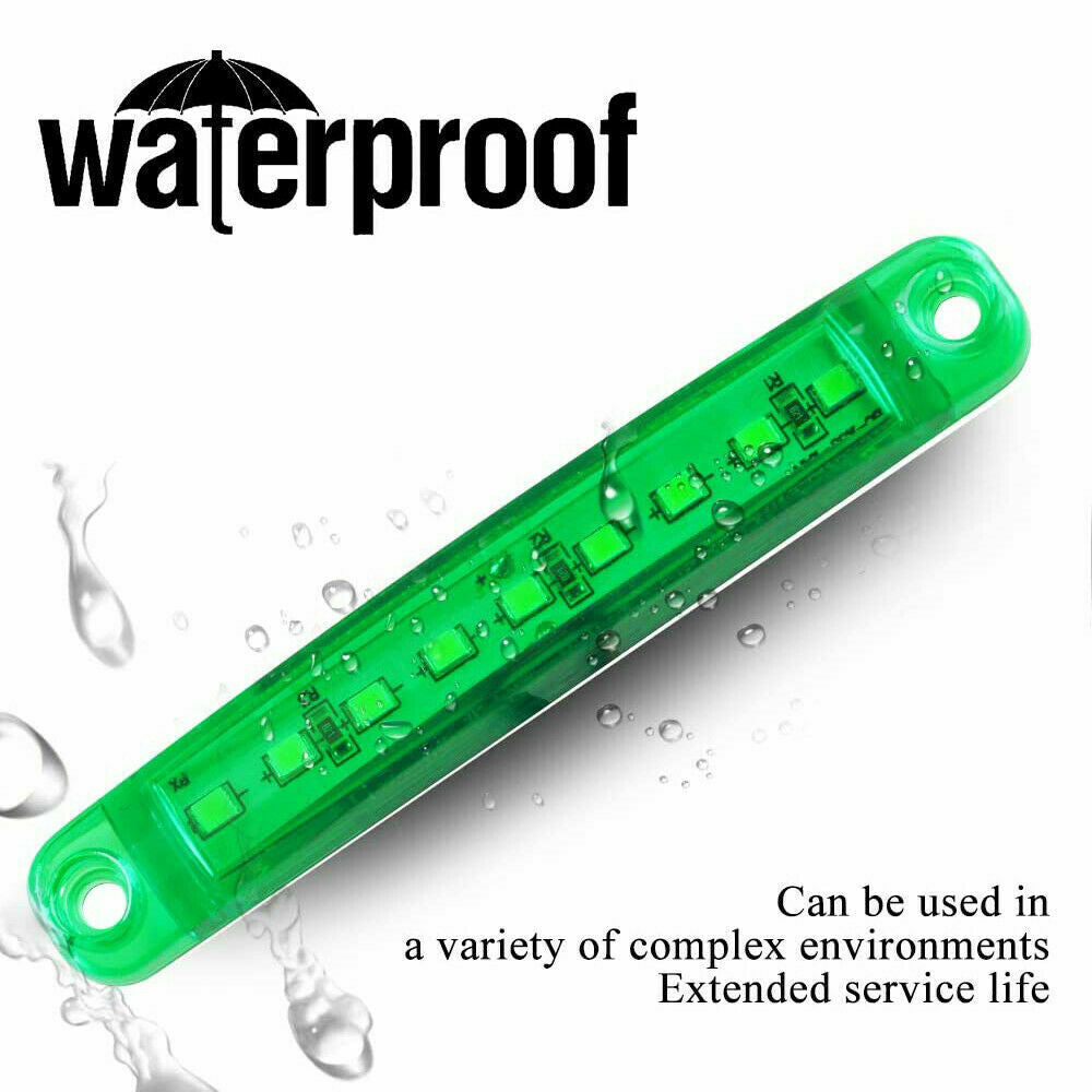 20X 9 LED 24V Sealed Side Marker Clearance Lights For Truck Trailer Lorry  Green