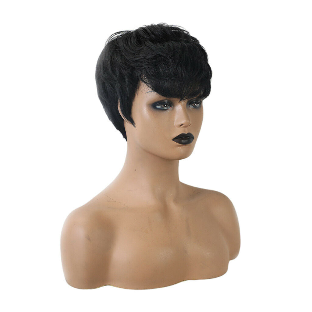 8 Inch Black Short Hair Wigs  Resistant Short Party Full Wig For Women