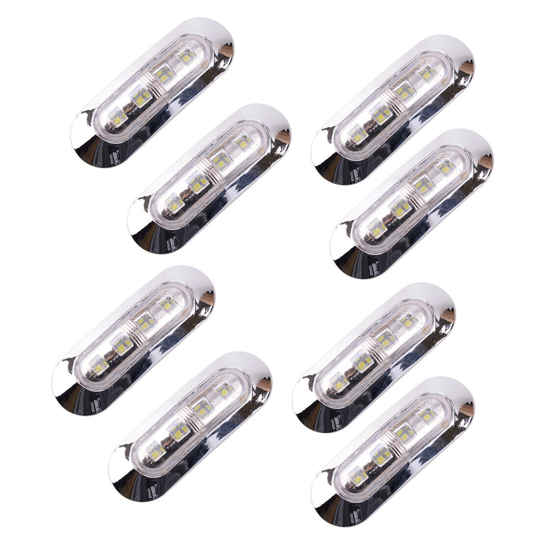 8x White LED Clearance Side Marker Lights Truck Trailer Pickup Boat 12V 24V Part