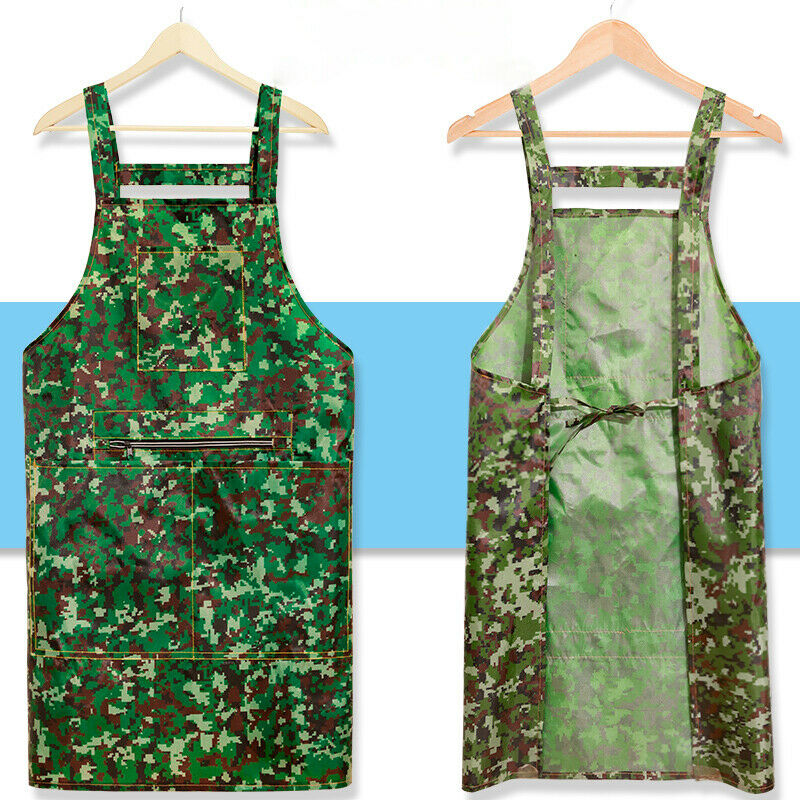 Men Women Waterproof Oil Proof Apron Camouflage Chef Kitchen Cook Work Wear