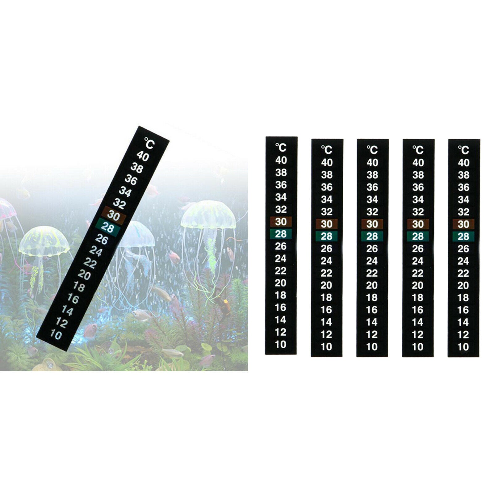 5pcs Thermometer Strip, Adhesive Strip Thermometer, Aquarium Thermometer