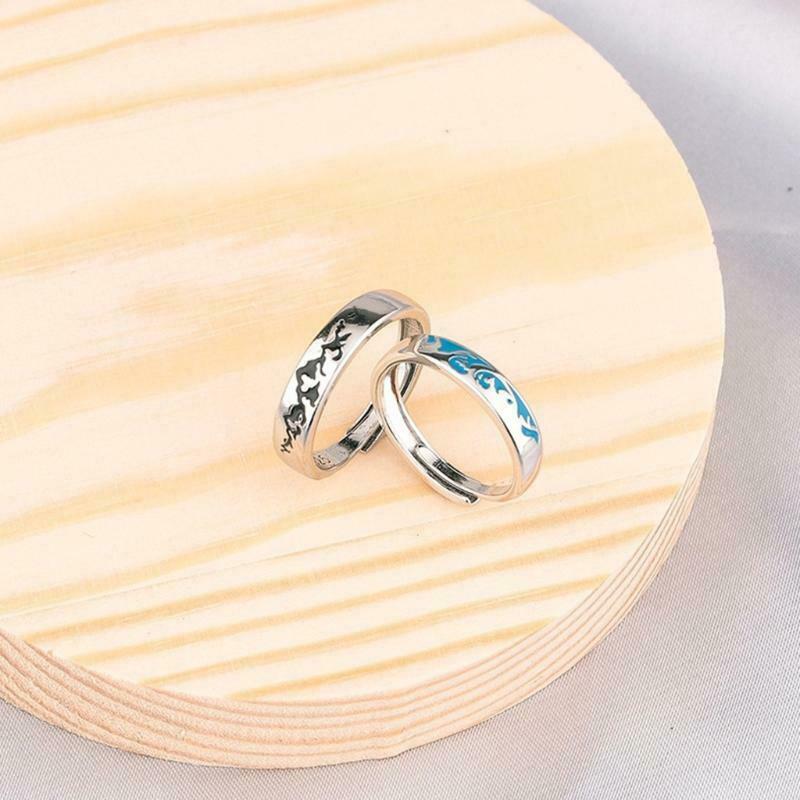 Matching Rings Mountain Sea Promise Band Rings Open Ring Adjustable Lovers Ring