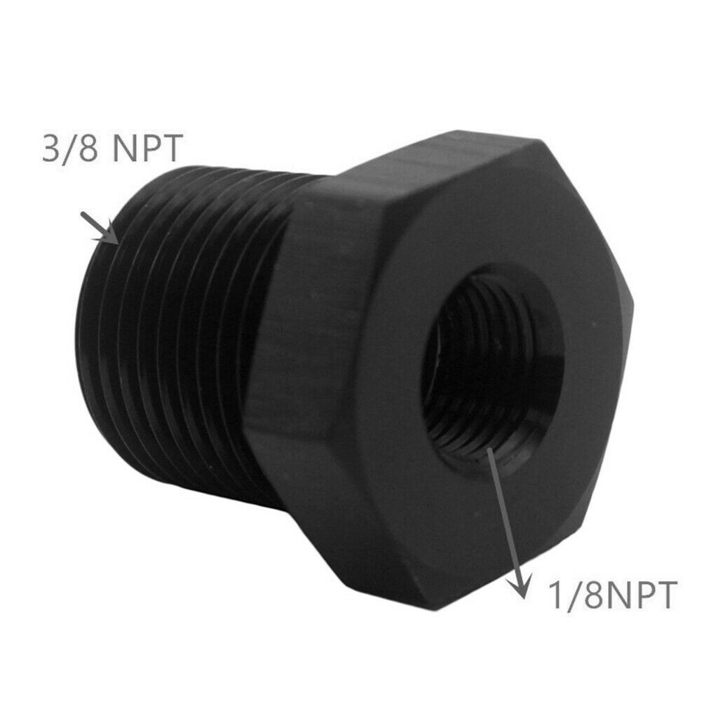 Aluminum 3/8" NPT to 1/8" NPT Pipe Bushing Straight Adapter Reducer Black