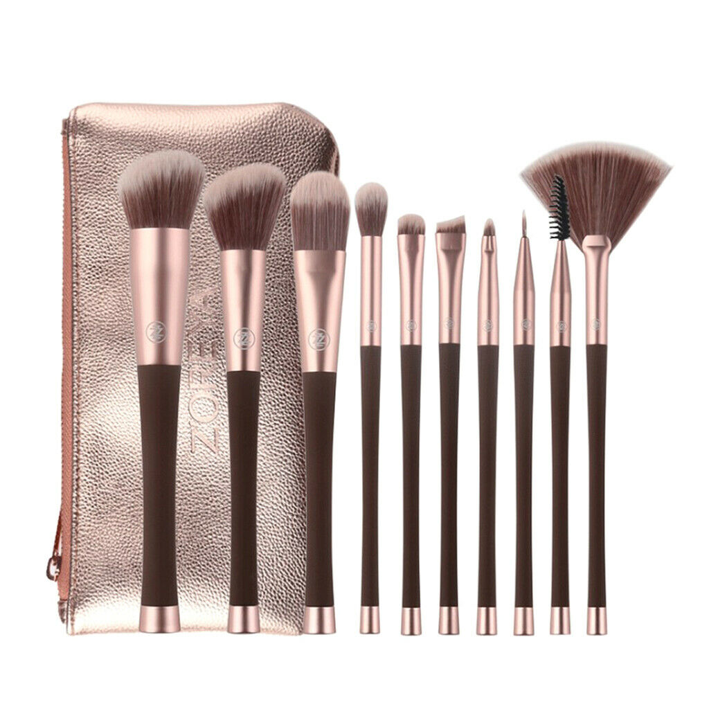10x Synthetic Makeup Foundation Concealer Bronzer Liquid Brush Kit Brown