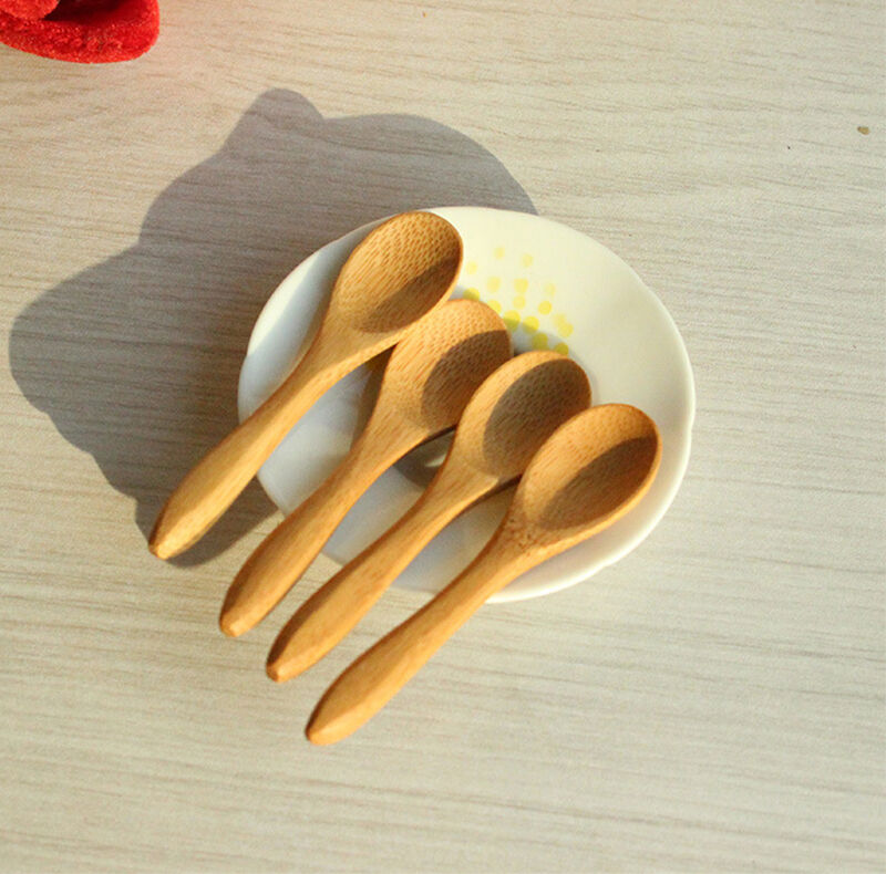 Cute Mini Small Wooden Baby Honey coffee Spoon Condiment Spoon 9.2*2.0cm .l8