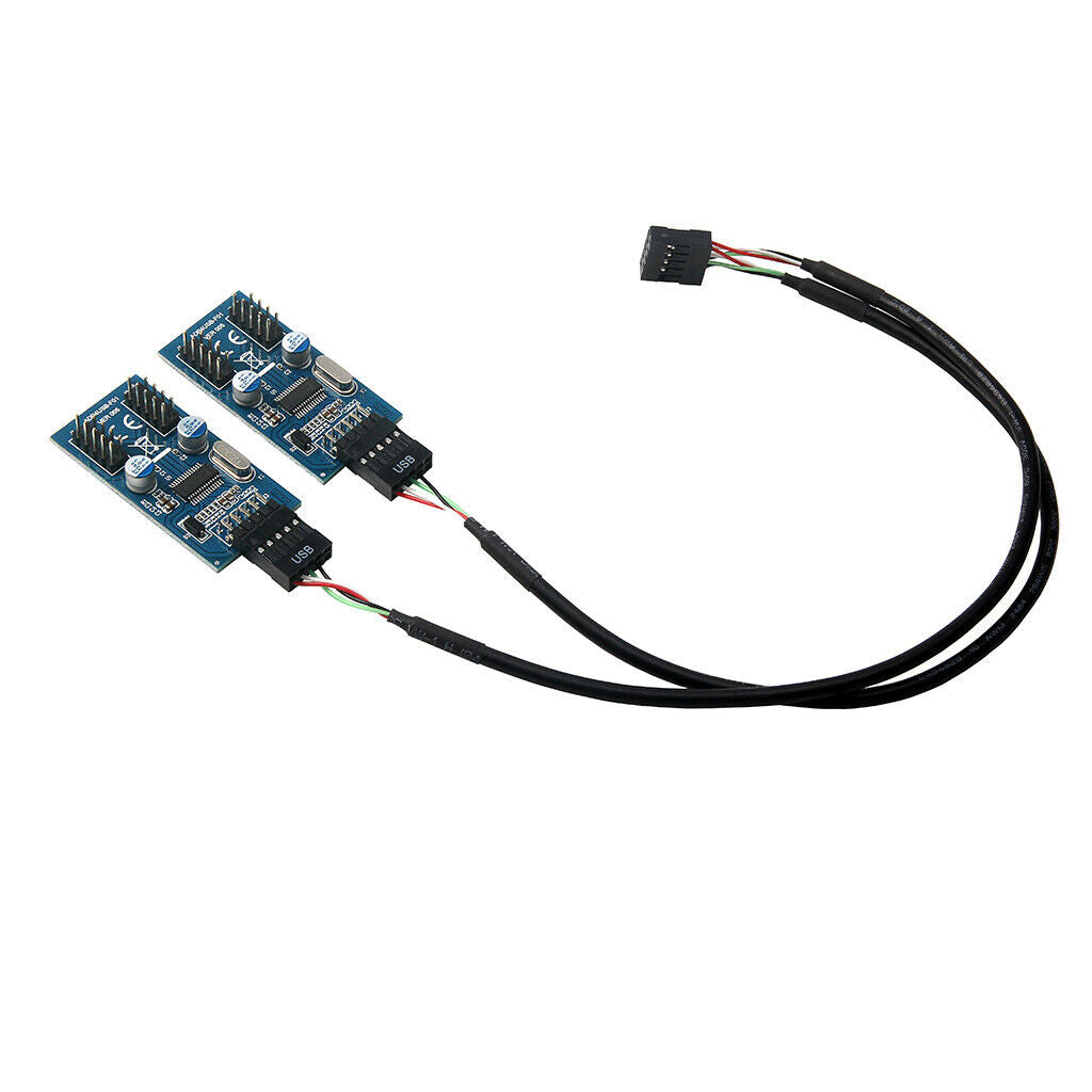 9pin Motherboard Header Female to 4x 9Pin Male USB Extension Adapter Splitter