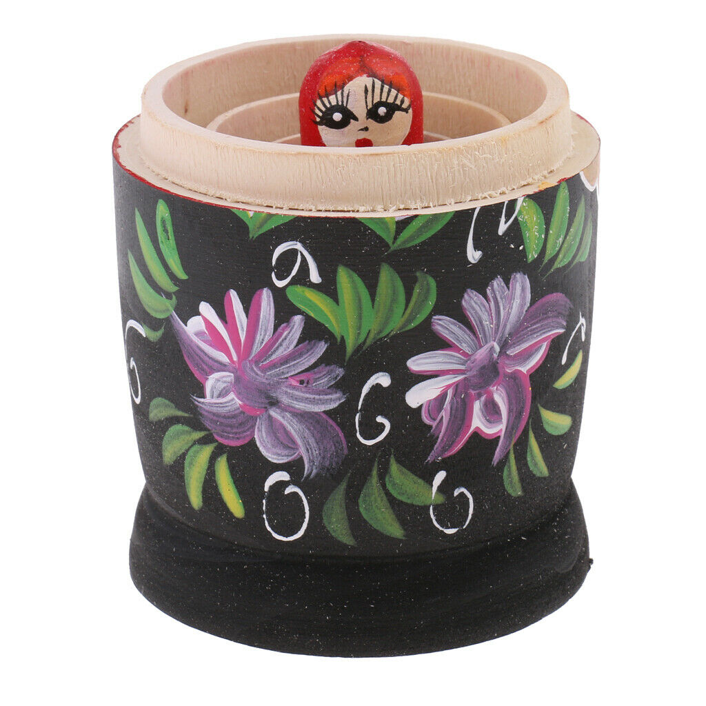 Set for 5pcs hand painted wooden Russian nesting babushka matryoshka