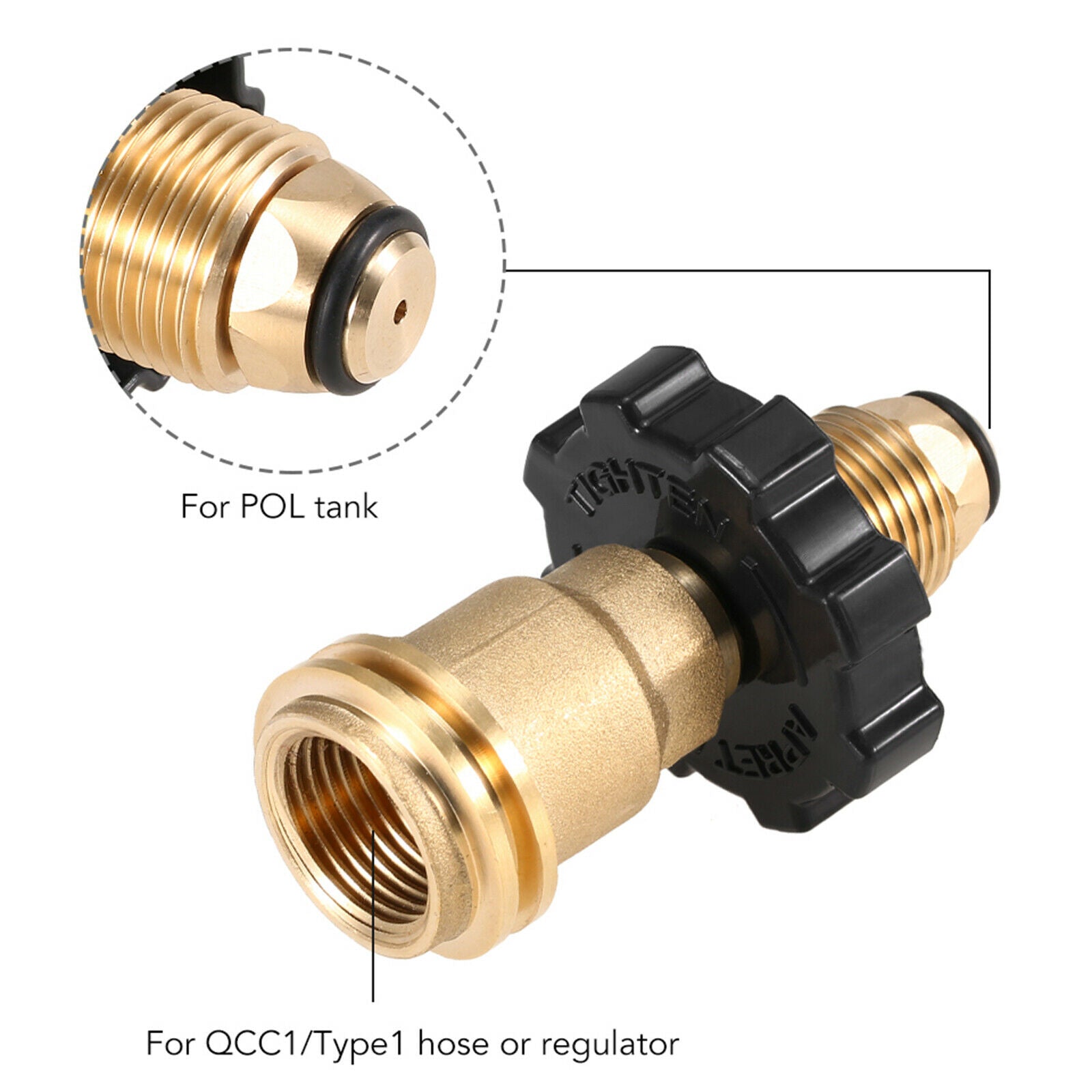 Brass Propane Tank Adapter Camping Grill BBQ Gas Pressure Regulator Valve